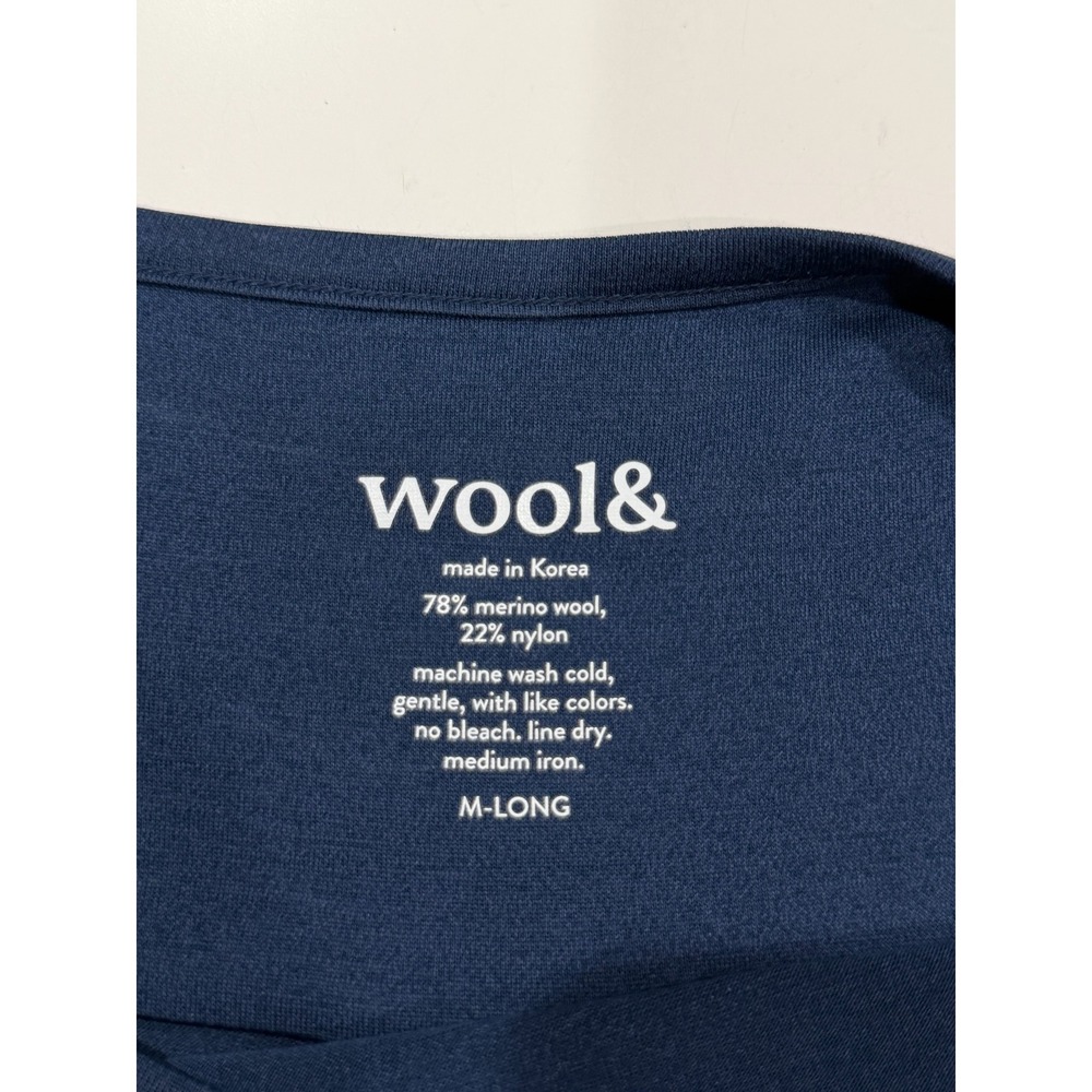 Wool& Rowena Swing Dress Navy Blue Merino Wool Long Sleeve Midi Pockets M-Long - Picture 4 of 5
